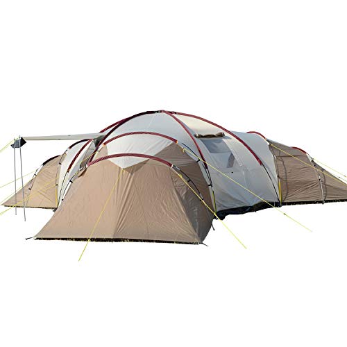 Skandika Kuppelzelt Turin für 9-12 Personen | Camping Zelt, 3 Schlafkabinen, 200 cm Stehhöhe, 3000 mm Wassersäule, Familienzelt, Campingzelt | Outdoor